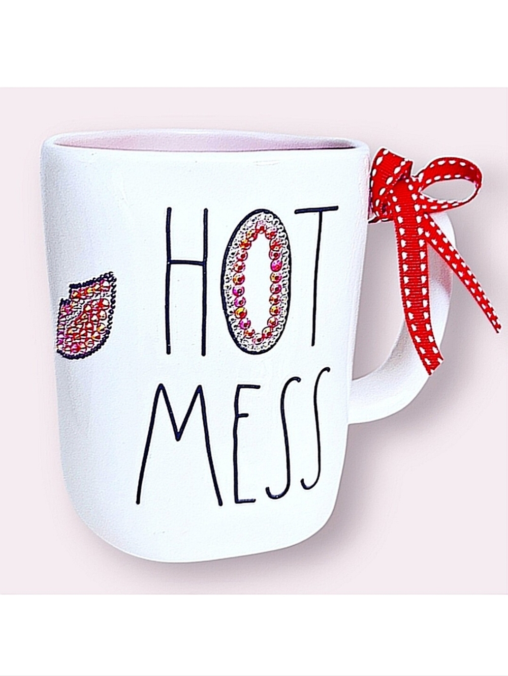 Handmade Rae Dunn "HOT MESS" Gift Mug with Crystals and Bow HOST PICK